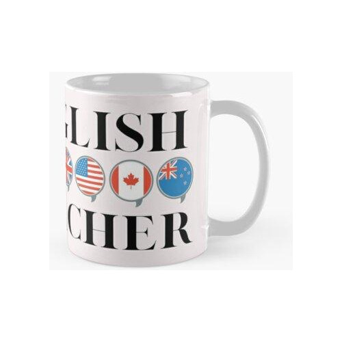 Taza Banderas De Regalo Para Profesores De Inglés, Burbujas 