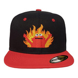 Gorra Plana Snapback Con Diseño Elmo En Llamas, Bordada.