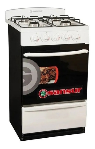 Cocina A Gas Sansur Modelo Sp84 Blanca Horno Visor 