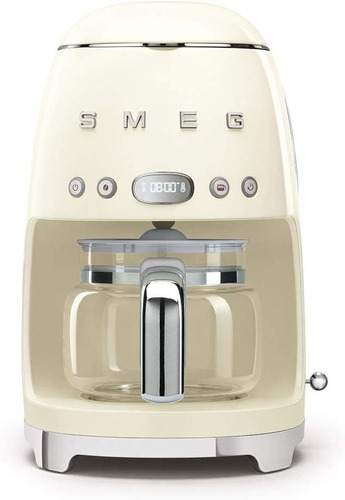 Cafetera Programable De 10 Tazas Tipo Retro Color Crema Smeg