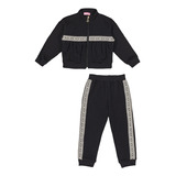 Conjunto Infantil Feminino Momi Mini Em Moletom Black