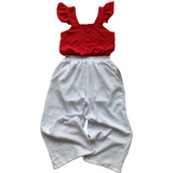 Conjunto Infantil Roupa Menina Natal Vermelho Final De Ano