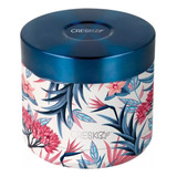 Tuper Recipiente Cresko De Acero Inoxidable Térmico Floral Color Azul