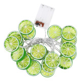 Cadena De 20 Luces Led Lime Slice Alimentadas Para Patio