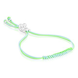 Pulsera Cordón Verde Y Azul Con Oso De Plata Bold Bear