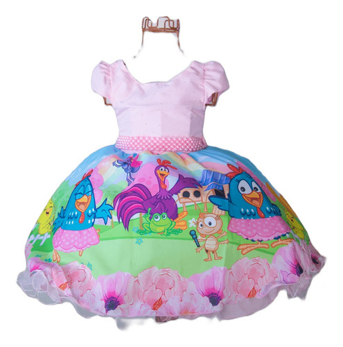 Vestido Infantil Galinha Pintadinha Rosa