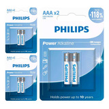 6 Pilhas Alcalinas Aaa Philips  (3  Cart)