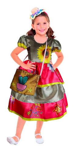 Vestido Junino Infantil Fantasia Cangaceira Luxo Com Bolsa