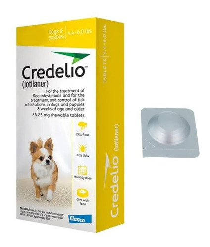 Antipulgas Garrapatas Credelio Perros 1.3 - 2.5kg X 1 Pasta