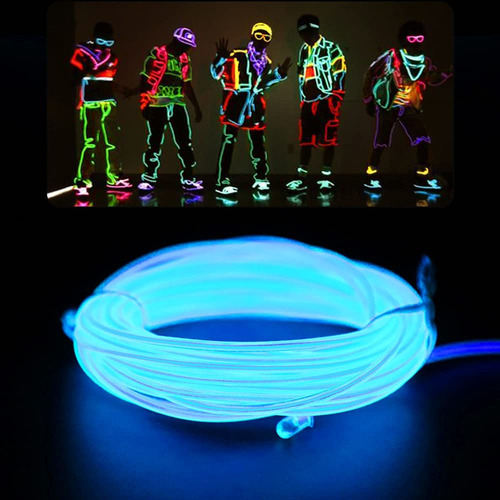 5m Wire Hilo Traje Luminoso Luz Tira Neon Rgb Cable Led . .