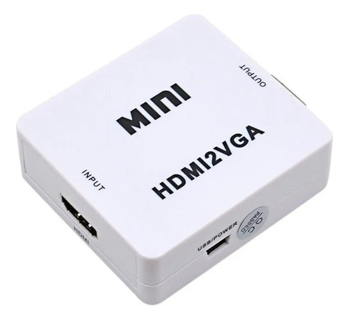 Mini Adaptador Conversor Hdmi P/ Vga Transmite Áudio E Vídeo