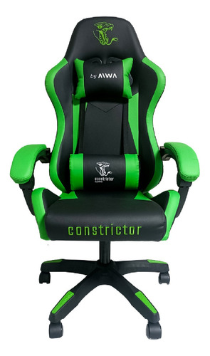 Silla Gamer Ergonómica Constrictor - Lampalagua Verde Material Del Tapizado Cuero Sintético