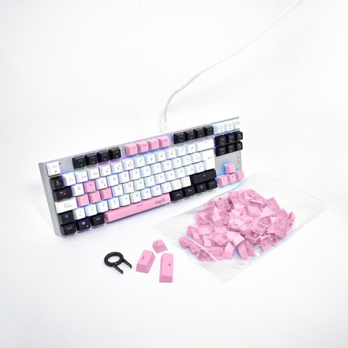 Teclado Tkl 80% Custom Glow Up Con Set De Keycaps 108 Teclas