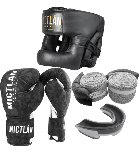 Careta + Guantes + Vendas + Protector Bucal, Para Boxeo Kit