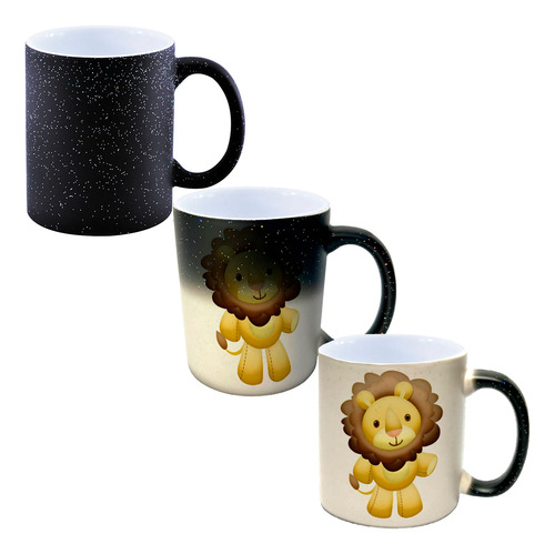 Caneca Mágica Glitter Gl1 Leao Amarelo Pelucia Juba Marrom