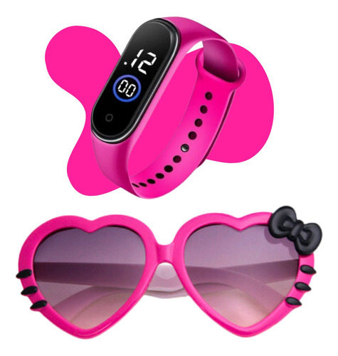 Relógio Infantil Digital Silicone + Óculos Sol Meninas Top