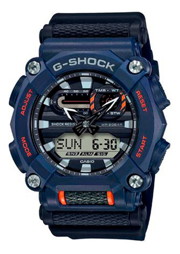 Reloj Casio G-shock Ga-900-2adr Análogo-digital Correa Azul Bisel Negro Fondo Negro