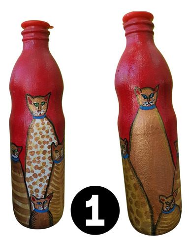 Botellas De Vidrio Pintadas A Mano Decorativas Con Tapón 1 L