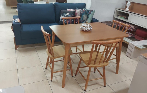 Mesa Pequena De Madeira Colonial + 04 Cadeiras Frete Grátis