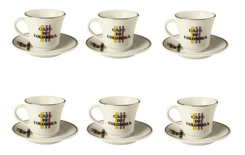 Set Café De Colombia X 6 Tazas Pocillo 