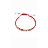 Pulsera Roja Con Bolitas De Plata Ajustable Apta 14 A 19 Cm