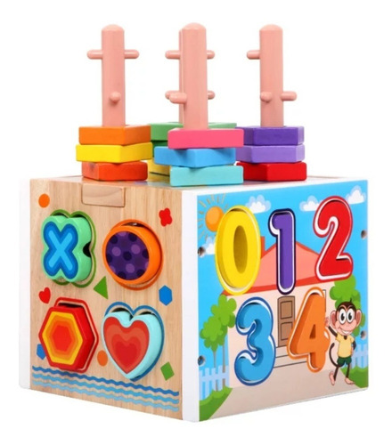 Cubo Para Bebes Madera Didactico Multifuncional Montessori