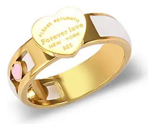 Anillo Corazones Enchapado Oro  Acero Inalterable Impo