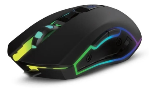 Mouse Gamer Optico Usb 6 Botones 3200 Dpi Luces Led Gaming Color Negro