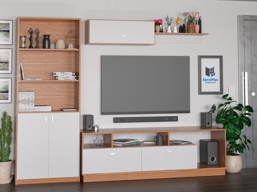 Combo Mesa Tv + Biblioteca + Repisa Living Modular Rack