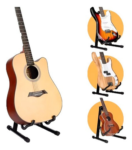 Soporte De Piso Atril Para Guitarra Y Bajo Plegable