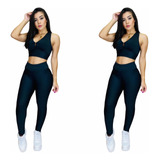 Kit 2 Conjuntos Femininos Baratos Calça E Top C/bojo Fitness