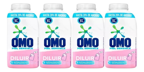 Omo 4 Pack Detergente Hipoalergénico Para Diluir 500ml 