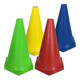Kit Com 12 Cone De Marcação De Plástico Muvin  24cm  Treino Funcional  Agilidade  Treinamento  Circuitos  Desempenho  Fortalecimento - Resistente  Cor Azul/amarelo/vermelho/verde