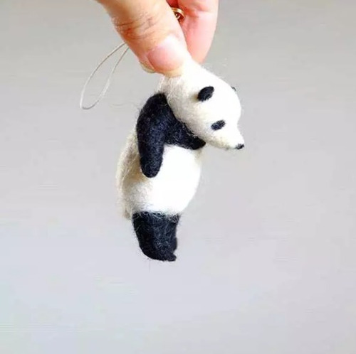 Kit Mini Panda - Needle Felting - Fieltro Lana