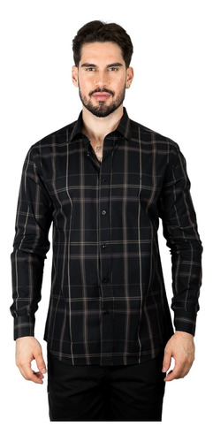 Camisa Aramis Xadrez Masculina Preta E Bege 