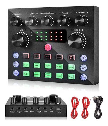 . Audio Podcast Mixer With Tarjeta De Sonido V8s .