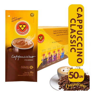 Café 3 Corações Cappuccino Classic 50 Sachês | MercadoLivre