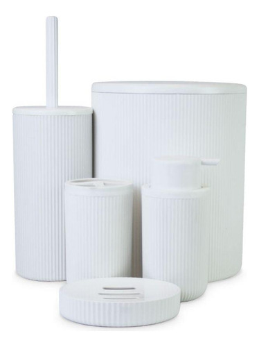 Conjunto Para Banheiro Lavabo Luxo 5pçs Mood Branco Nobre