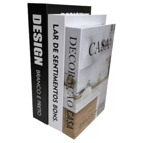 Kit Livro Decorativo Falso Caixa Porta Objetos 3 Peças