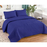 Cubrecama Quilt Verano 1.5 Plaza Unicolor Azul Oscuro Tf