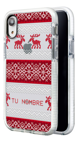 Funda Para iPhone Con Tu Nombre Ugly Sweater Navideño Rojo