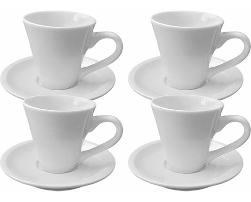 Jogo De 4 Xícaras De Café C/pires Porcelana Dubai 75ml