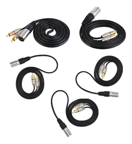 5pcs Xlr 3pin Male To 2rca Male Speaker Audio Splitter Cable