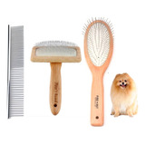 Kit Cepillo Mantequilla, Carda, Peine Acero Inox. Pomeranian