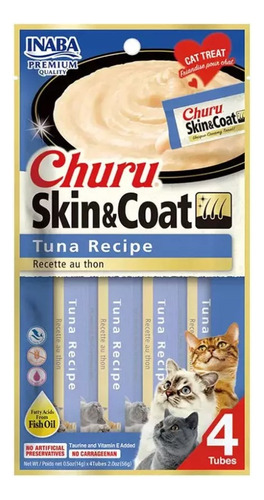 Snack Para Gatos Inaba Churu Skin Coat Atun 56gr (4 Tubos)