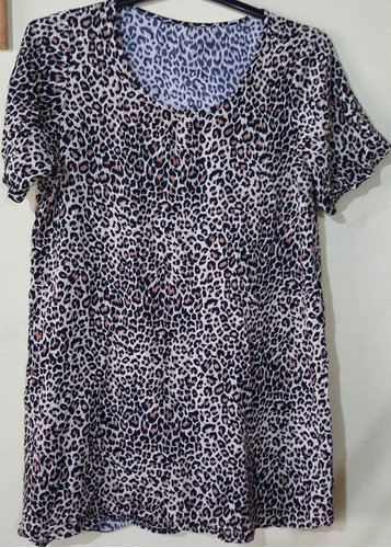 Vestido Blusa Larga Fibrana Animal Print Impecable