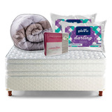 Combo Sommier Piero Espuma + Acolchado Sabanas Y Almohadas