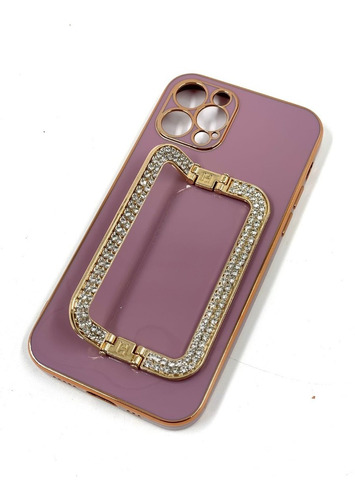 Case Capinha Para iPhone Suporte Metálico Strass Brilho Luxo