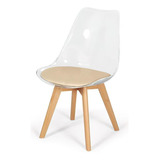 Cadeira Eames Wood Leda Acrílico Transparente - Nude