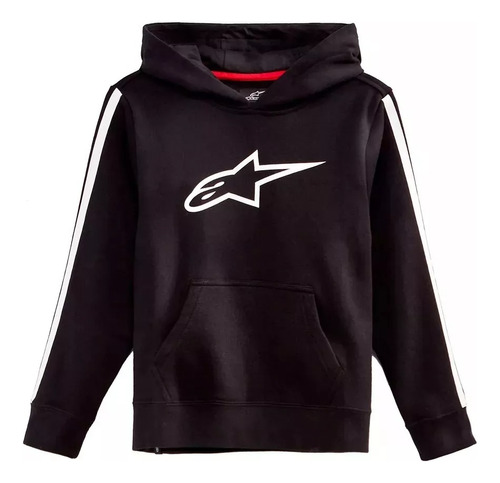 Buzo Algodon Kids Racey Hoddie Negro Y Rayas Mangas Roj/blan